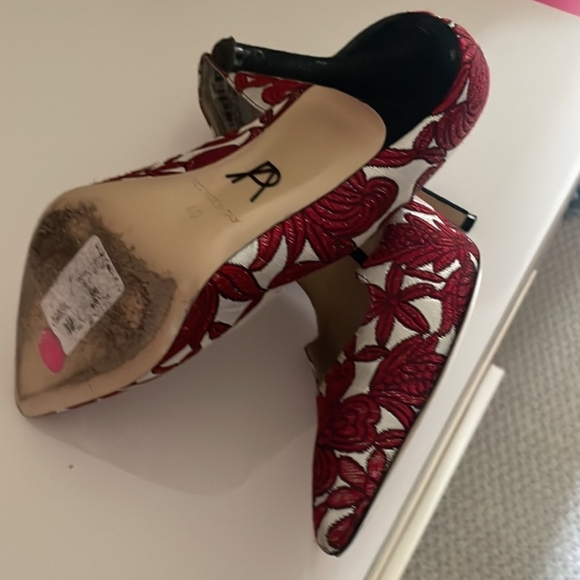 Paul Andrew Red and White Floral Women's Heels - Picture 4 of 5